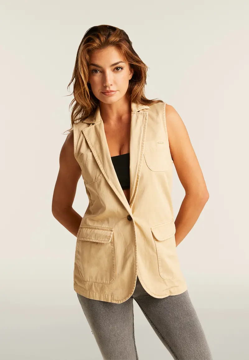 Gilet doppio petto da donna in gabardine