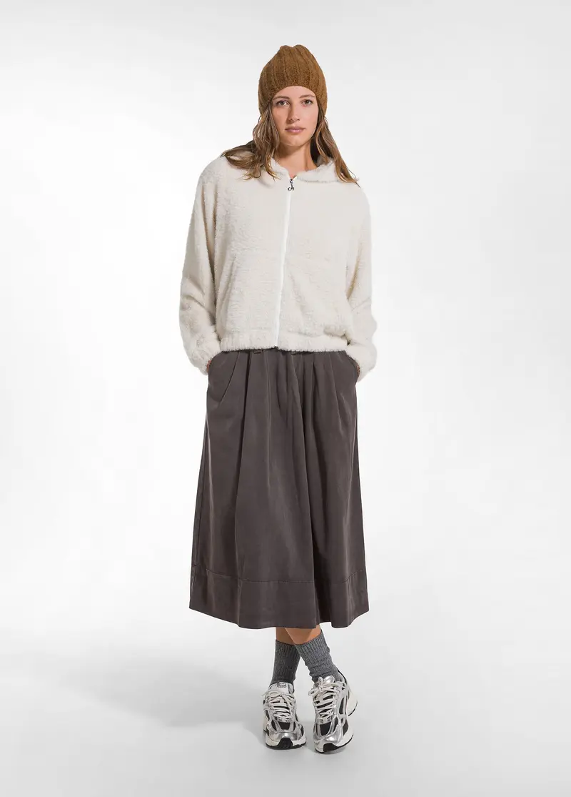 GONNA A PIEGHE IN TWILL LYOCELL MARRONE