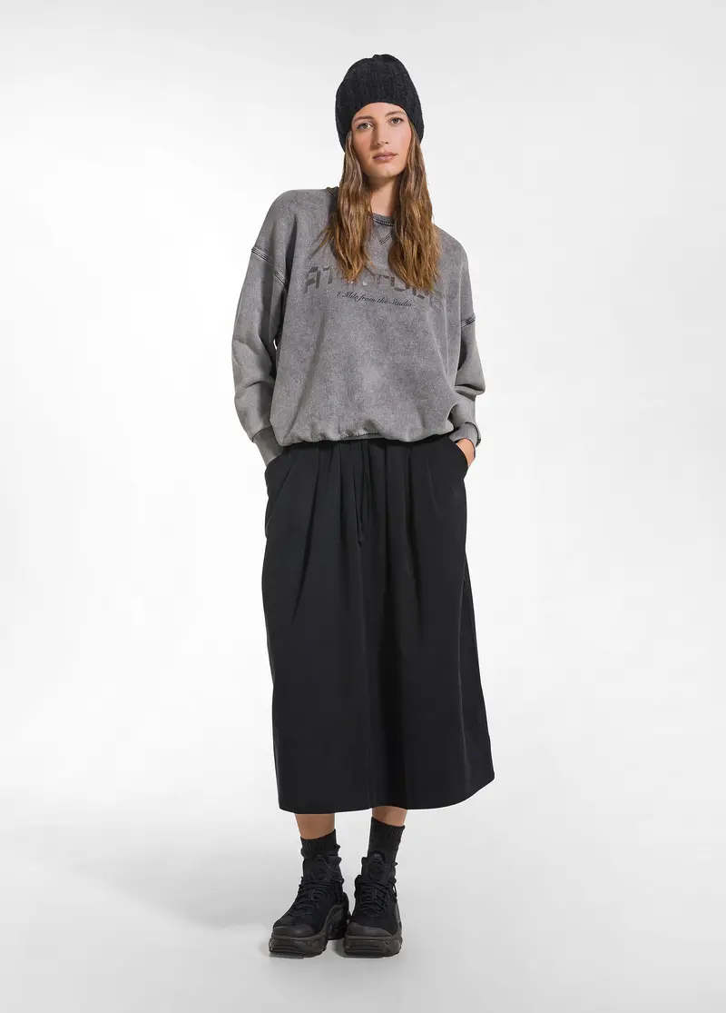 GONNA A PIEGHE IN TWILL LYOCELL NERO