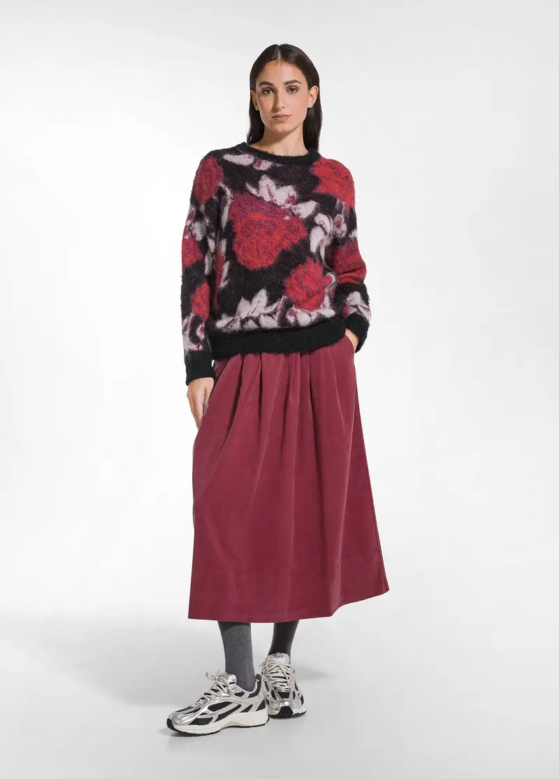 GONNA A PIEGHE IN TWILL LYOCELL ROSSO