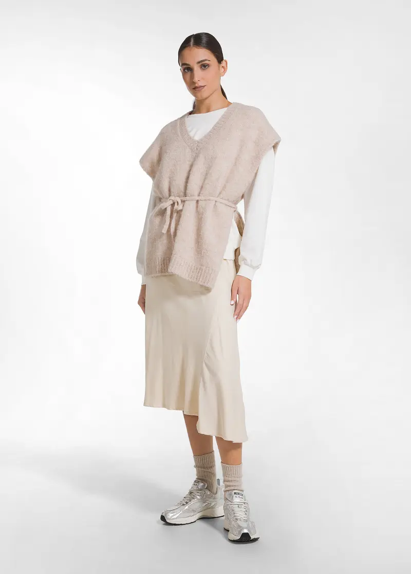 GONNA IN RASO STRETCH BEIGE