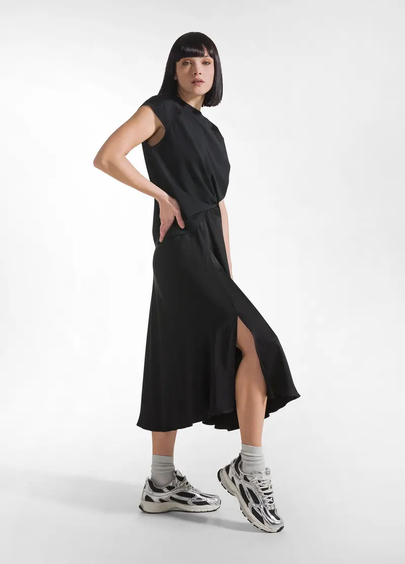 GONNA IN SATIN NERO