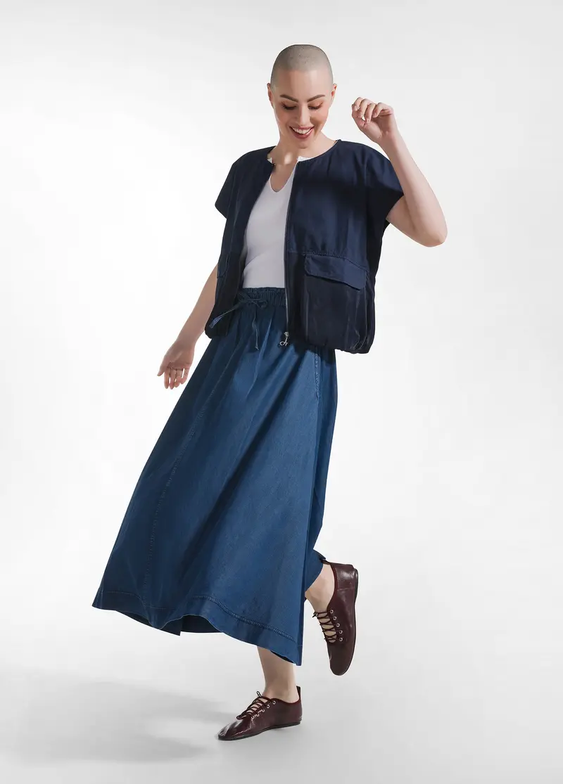 GONNA LUNGA IN DENIM LYOCELL BLU