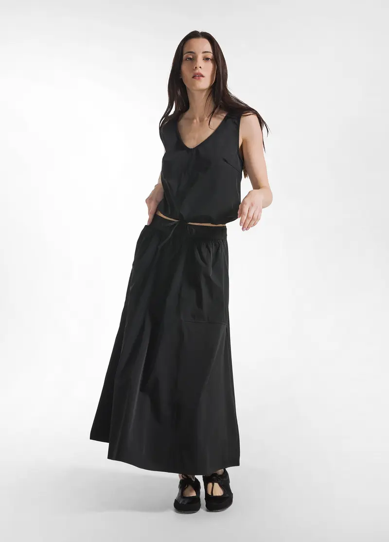 GONNA LUNGA IN NYLON CON LOGO NERO