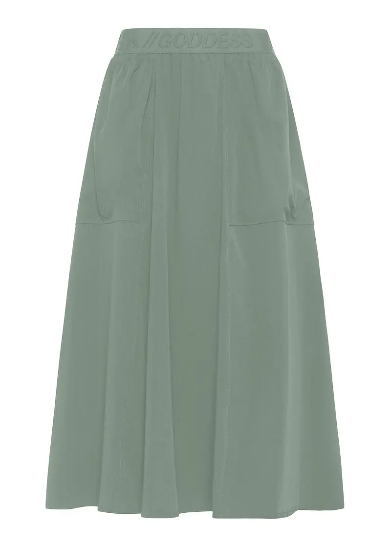 GONNA LUNGA IN NYLON CON LOGO VERDE