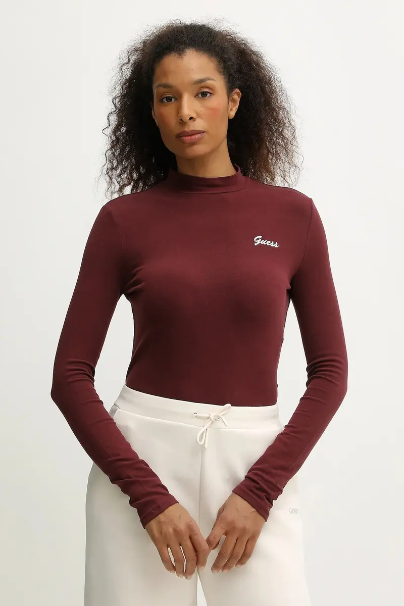 GUESS TOP ALBA COLLO ALTO MANICA LUNGA DONNA V5BP10KCBF1 G4P2