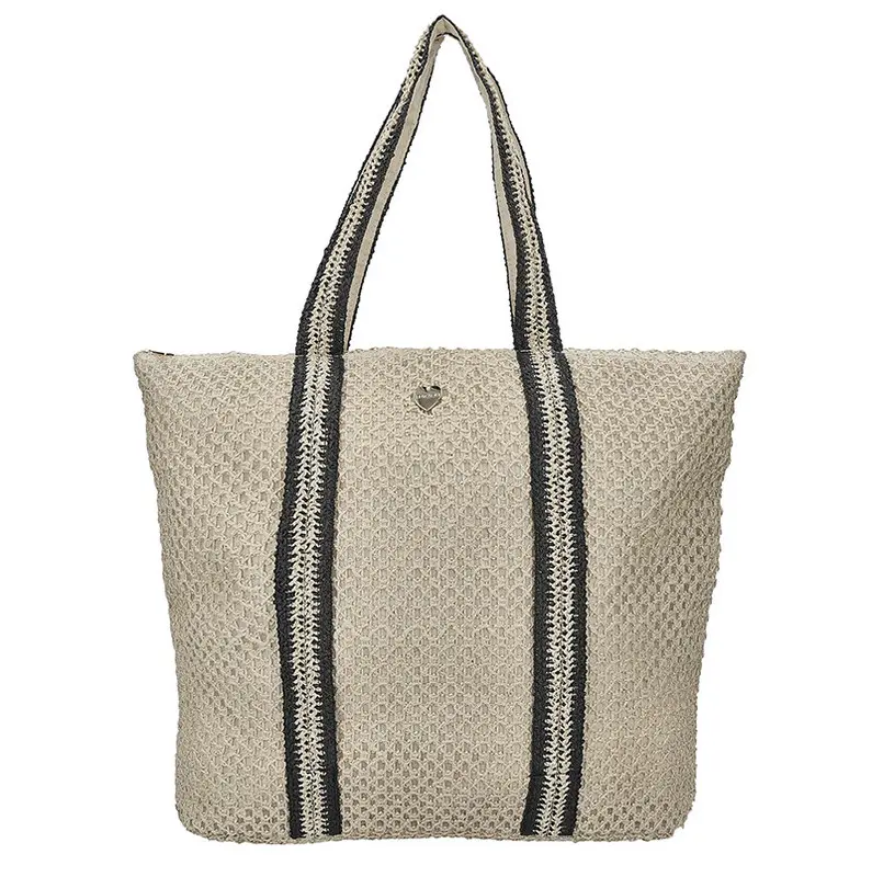 HATYOU BORSA SHOPPER TESSILE CON MANICO BICOLORE EPORTA CAPPELLO 52 X15 X 41 CM BP0370 NAT