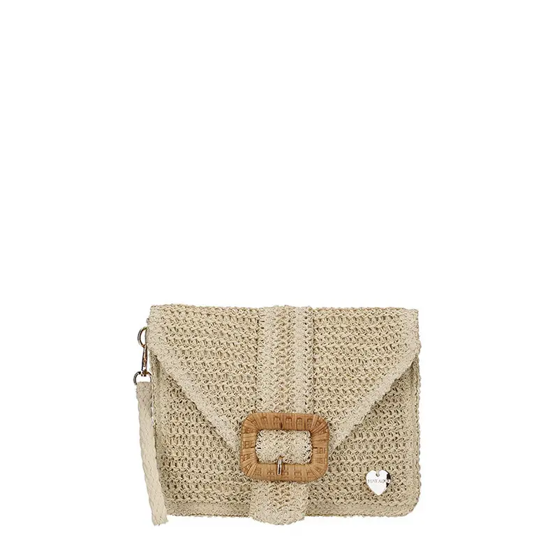 HATYOU POCHETTE IN PAGLIA CON FIBBIA BP0316 NAT