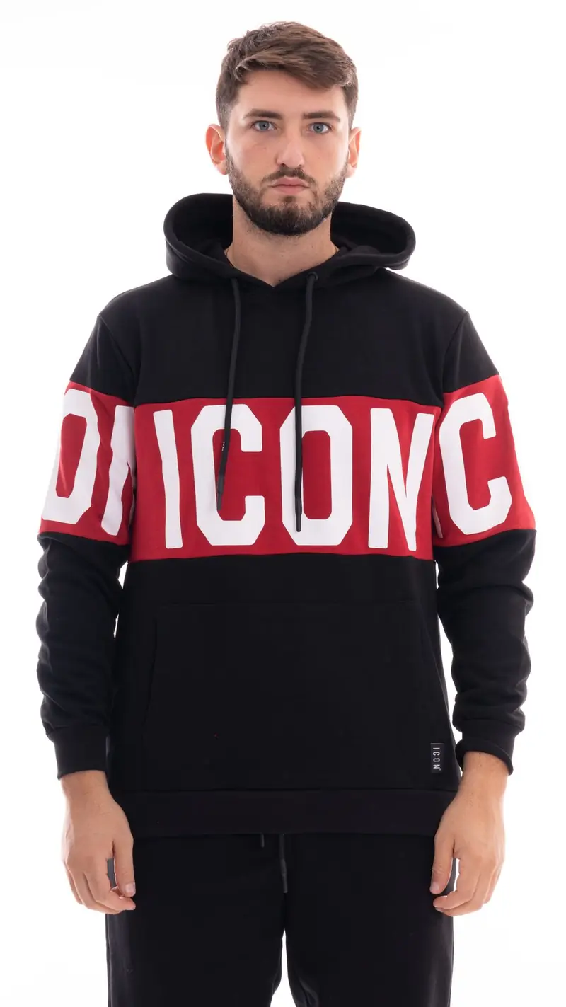 ICON FELPA CON CAPPUCCIO UOMO IU9186FC NER