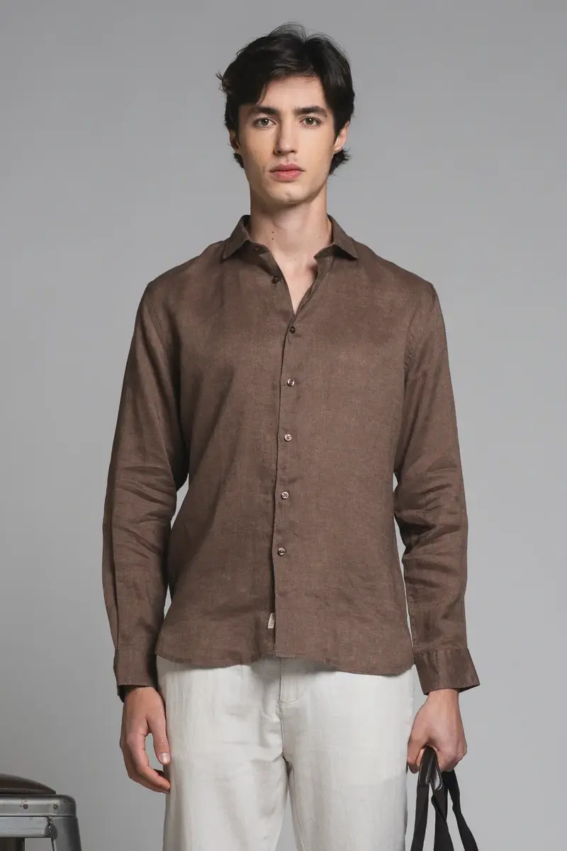 IMPURE CAMICIA CON COLLO FRANCESE UOMO 100% LINO RILEY LIN157
