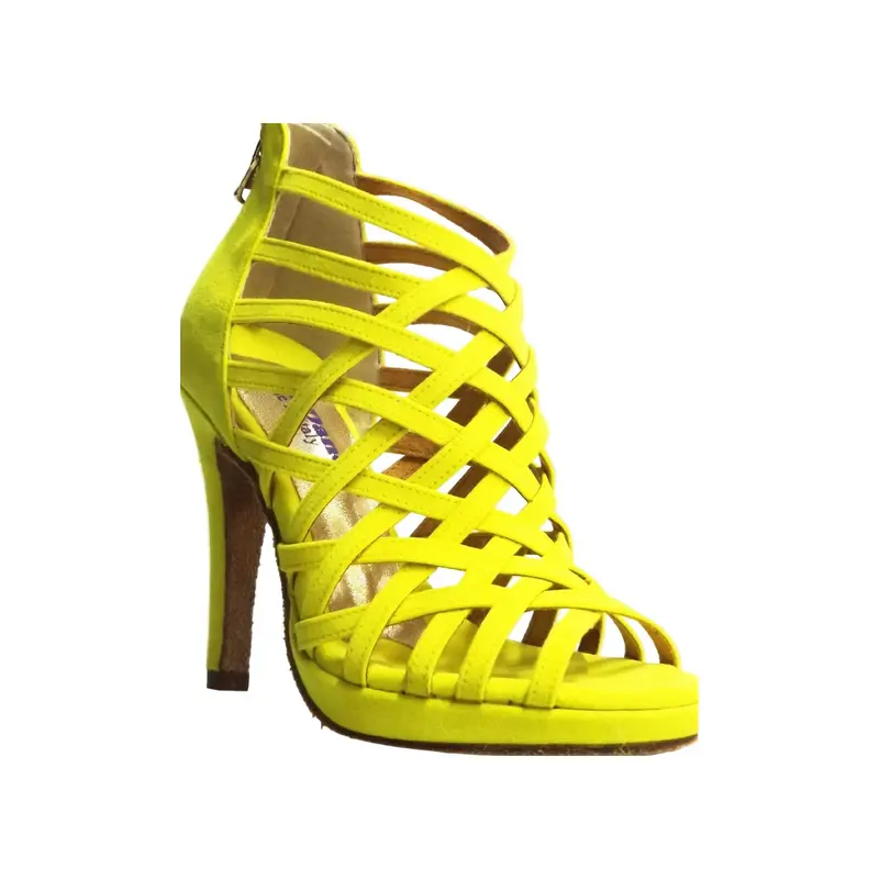 Intrigo (780) - Scarpa da Ballo Latino Americano Donna in Camoscio Giallo con Tacco a Spillo e Plateau