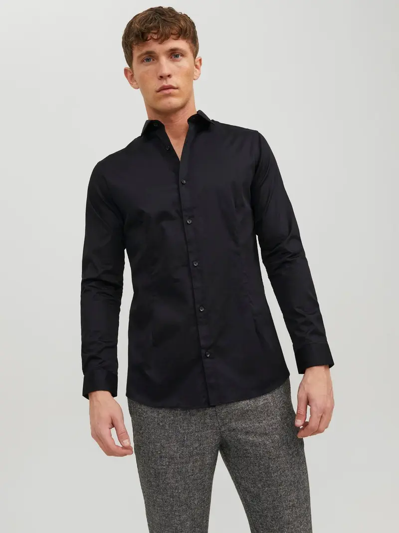JACK&JONES CAMICIA MANICA LUNGA PARMA 12097662 BLK