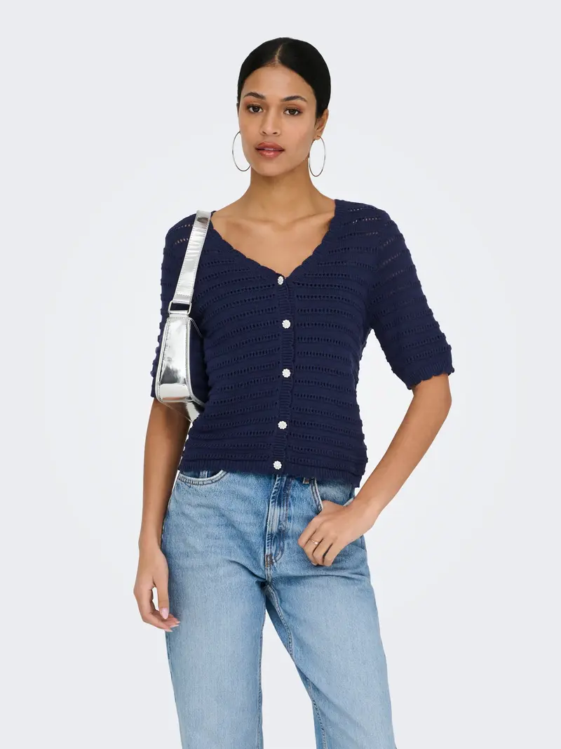 JACQUELINE DE YONG ANJA CARDIGAN CON SCOLLO A V 15366211 BLI