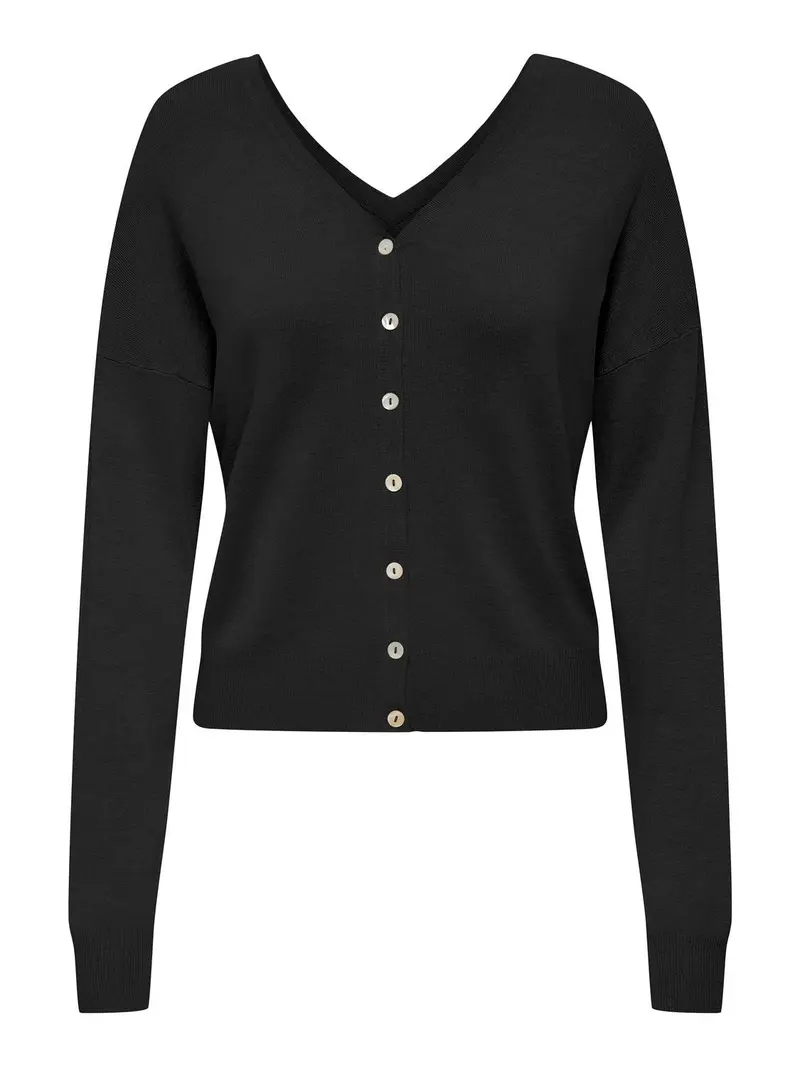JACQUELINE DE YONG CARDIGAN BASICA SCOLLO A V DONNA 15328329 BLK