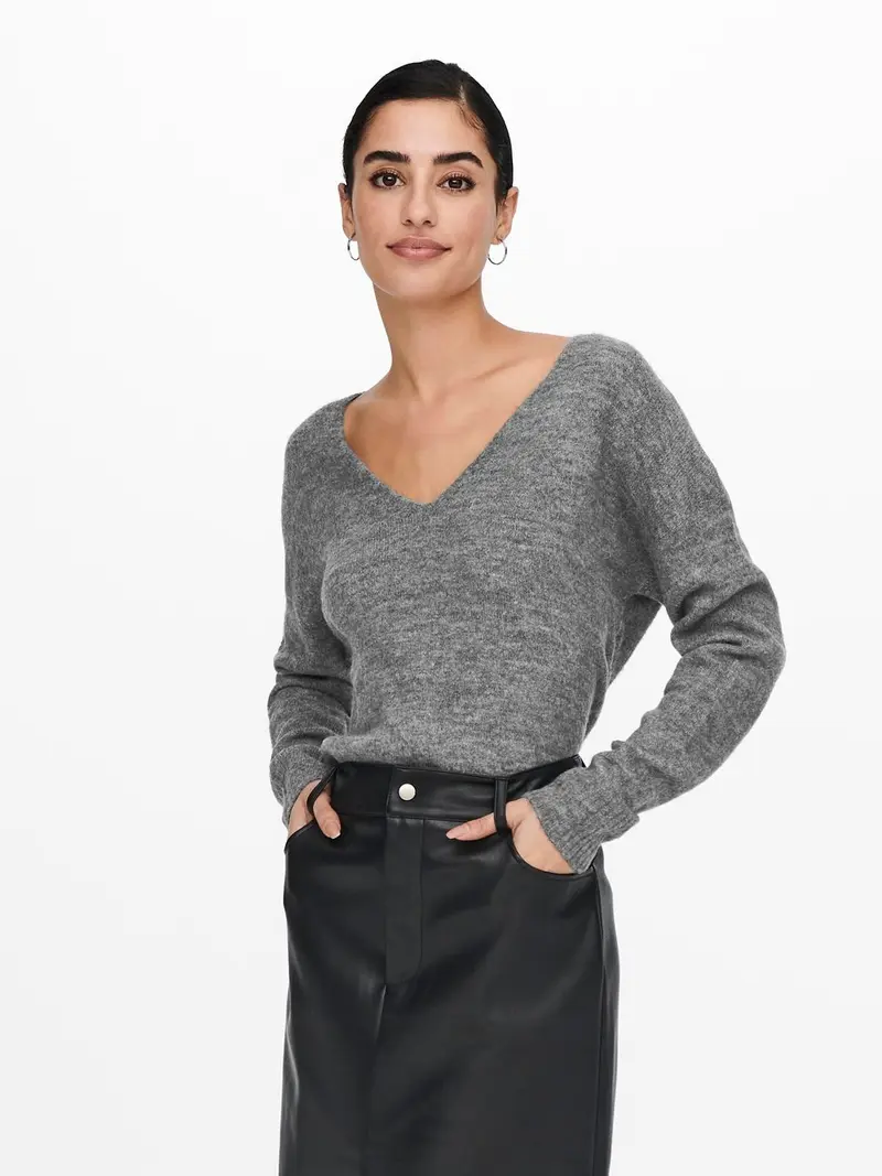 JACQUELINE DE YONG MAGLIONE ELEONORA MANICA LUNGA CON SCOLLO A V DONNA 15207823 DKG