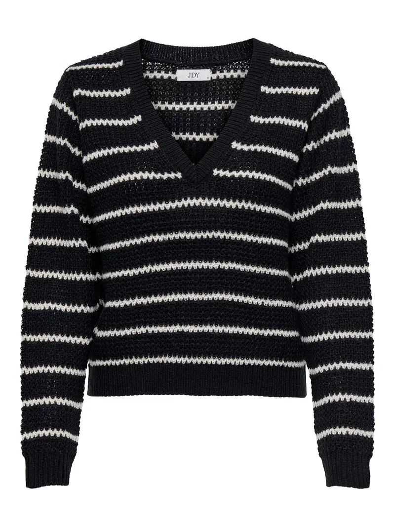 JACQUELINE DE YONG MAGLIONE ELLEN NECK STRIPE SCOLLO A V DONNA 15328337 BLK