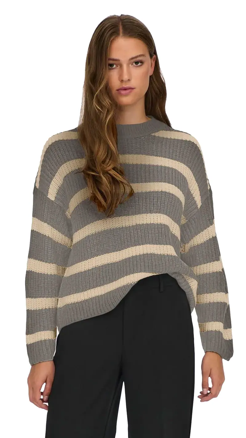 JACQUELINE DE YONG MAGLIONE JUSTY A STRISCE GIROCOLLO DONNA 15264902 DSZ