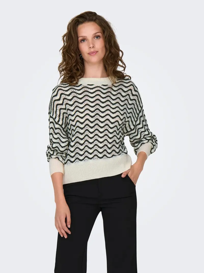 JACQUELINE DE YONG MAGLIONE RITA  MANICA LUNGA GIROCOLLO ELASTICIZZATO IN VITA DONNA 15284280 WTG