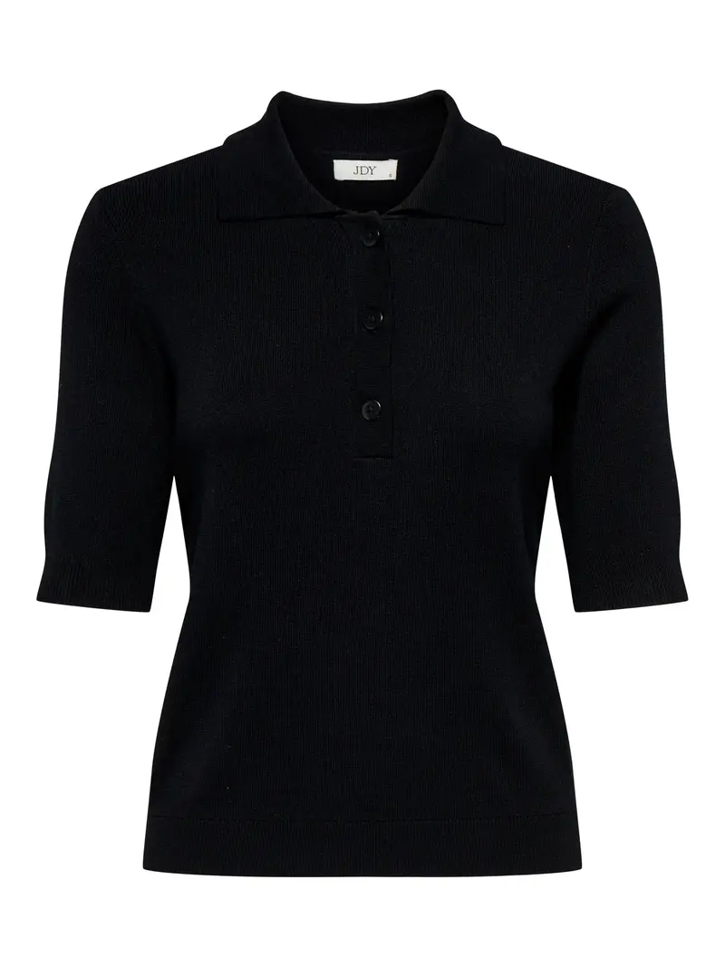 JACQUELINE DE YONG POLO 2/4 IN MAGLIA BLOOM 15354045 BLK