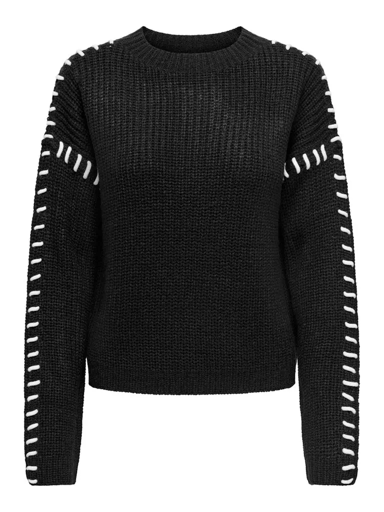 JACQUELINE DE YONG PULLOVER ROSELLA MANICA LUNGA DONNA 15329787 BLK