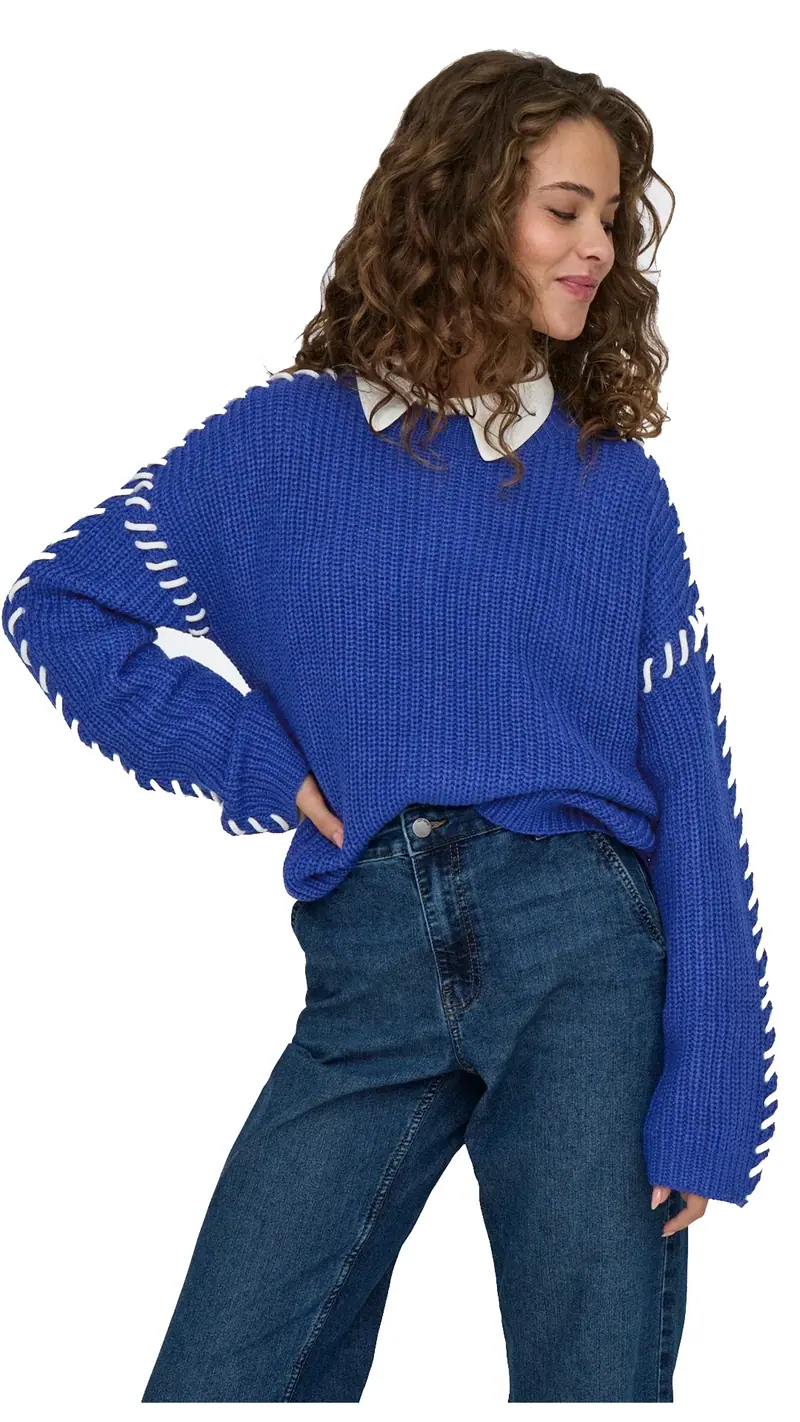 JACQUELINE DE YONG PULLOVER ROSELLA MANICA LUNGA DONNA (SODALITE BLUE) 15329787 SDB