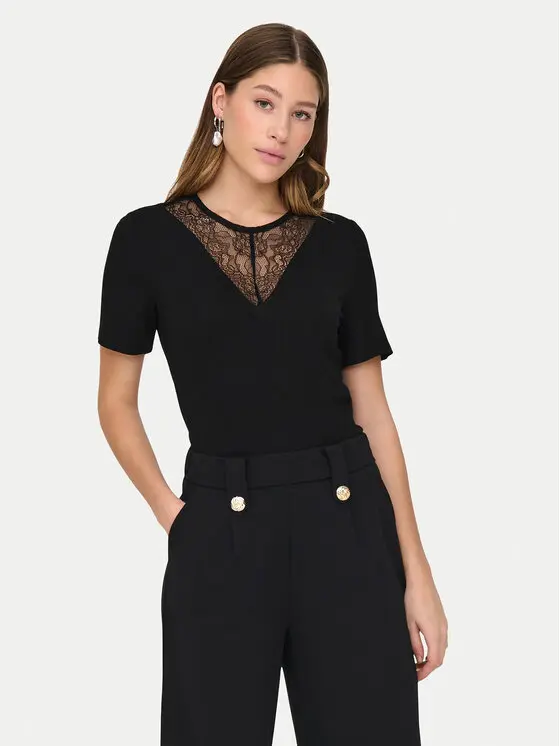 JACQUELINE DE YONG ROXY T-SHIRT CON SCOLLO RICAMATO FRONTE E RETRO DONNA (COL