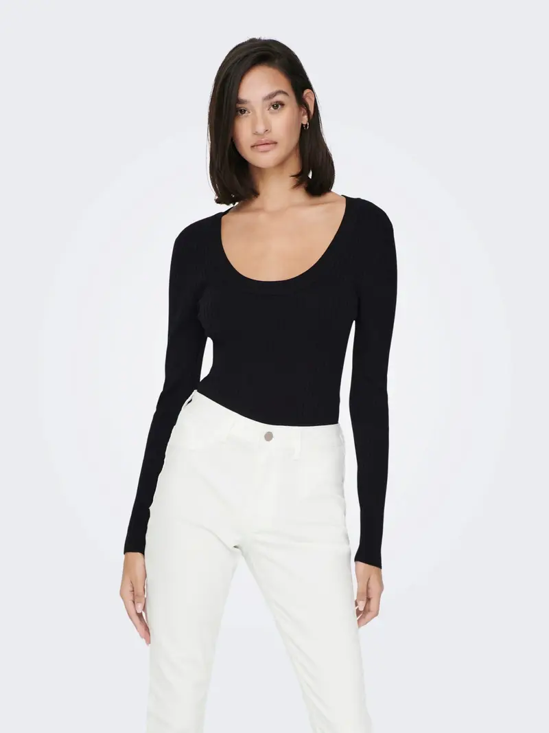 JACQUELINE DE YONG T-SHIRT PLUM YSLA LONG SLEEVES O-NECK PULLOVER KNIT DONNA 15266063 BCK