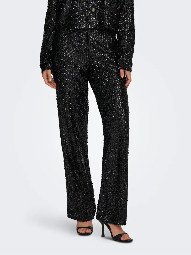 JACQUELINE DE YONG TINA PANTALONE CON PAILLETES DONNA 15360023 BLK