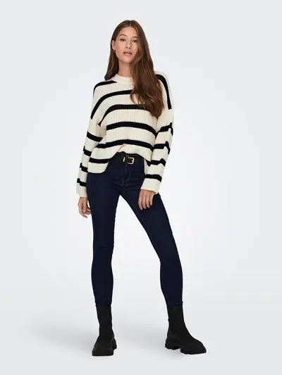JACQUELINE DE YONG W JUSTY LONG SLEEVES STRIPE PULLOVER KNIT 15264902