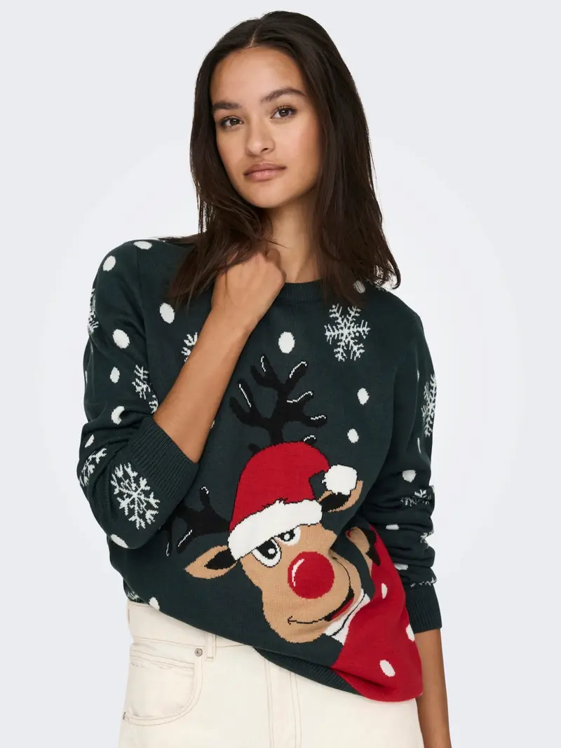 JACQUELINE DE YONG W LUCIA L/S X-MAS JACQUARD PULLOVER 15238375