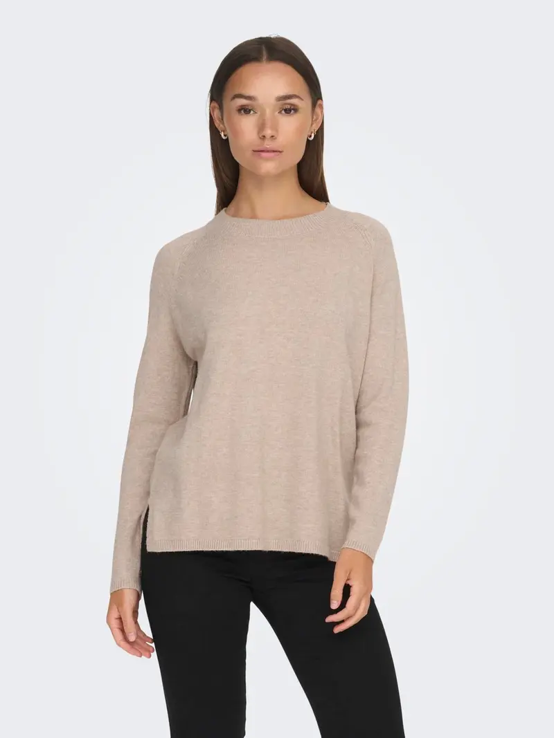 JACQUELINE DE YONG W MAGLIONE MARCO LONG SLEEVES O-NECK SLIT KNIT 15292897 BGE