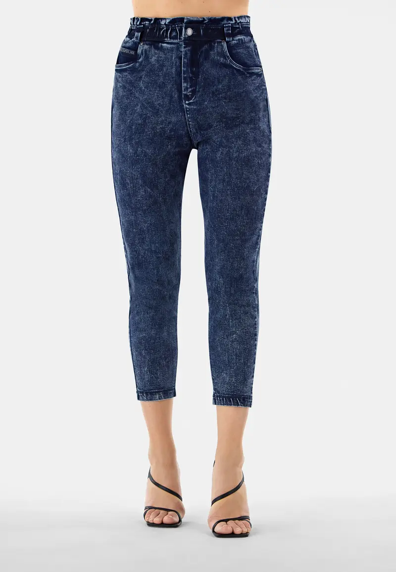 Jeans FREDDY BLACK marble wash vita super alta arricciata