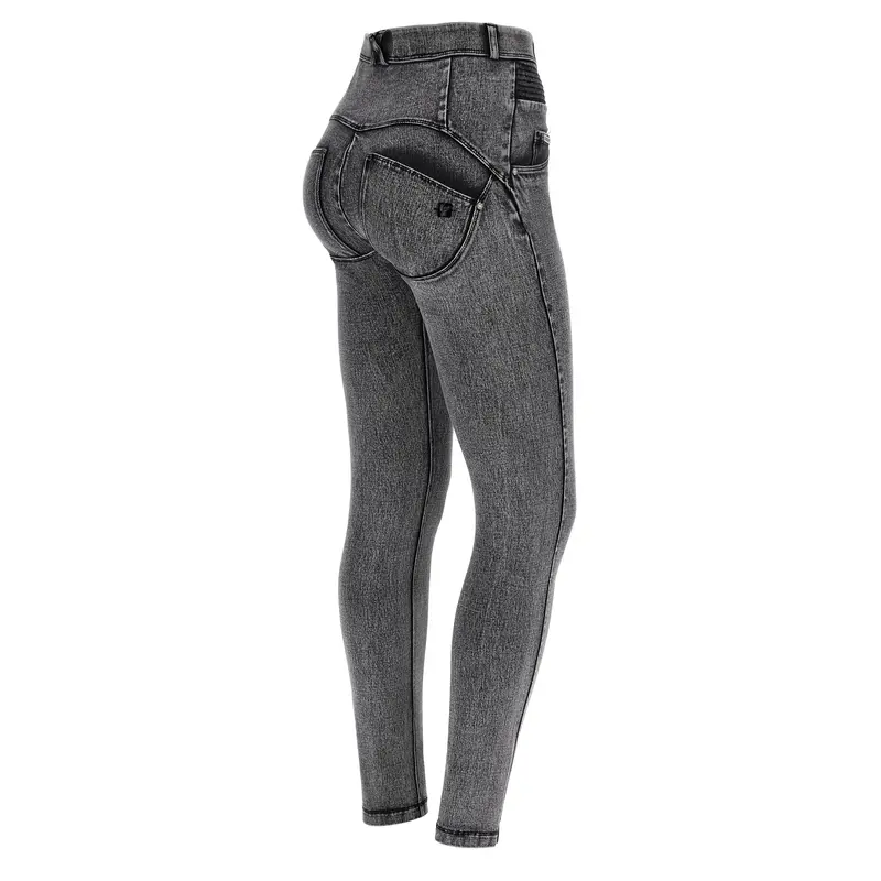 Jeans WR.UP® in denim navetta vita altissima con inserti