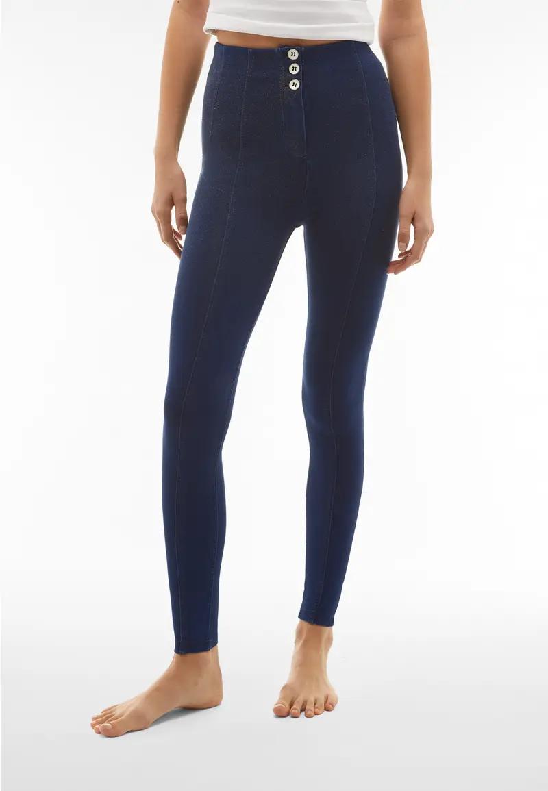 Jeggings WR.UP® vita super alta bustier e coating glitter