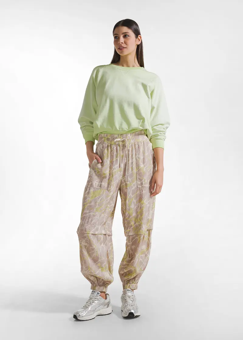 JOGGER ALLOVER IN VISCOSA EFFETTO STROPICCIATO BEIGE