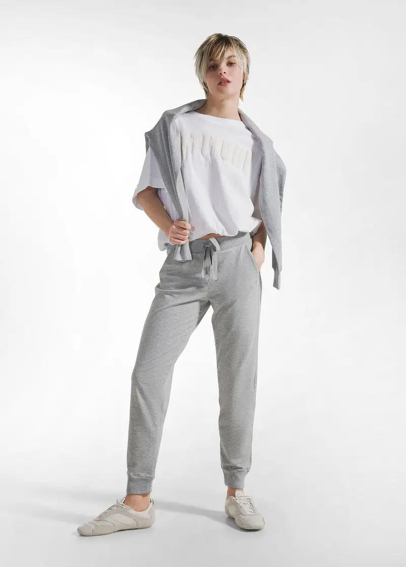 JOGGER CON POLSINO IN FELPA LEGGERA GRIGIO