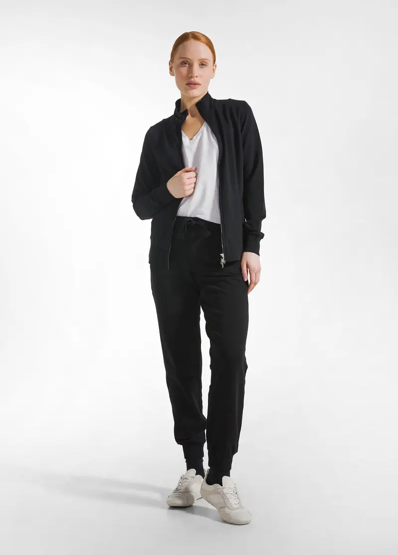 JOGGER CON POLSINO IN FELPA LEGGERA NERO