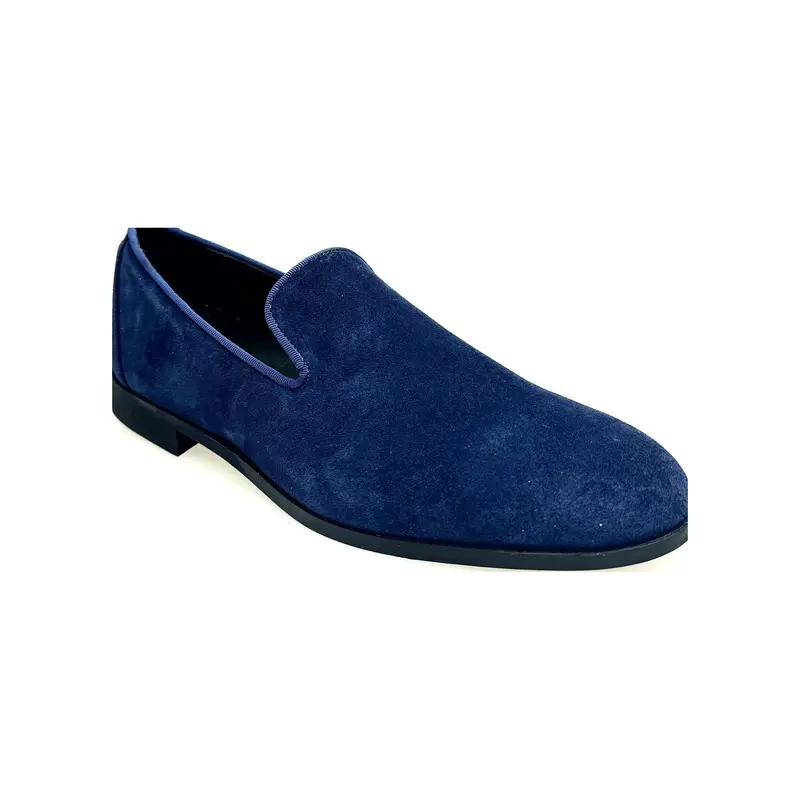 Joy Night Blu (800PJ) - Mocassino da Ballo Latino Americano Uomo in Camoscio Blu Notte Foderato in Vera Pelle Italiana sottopiede ortopedico confort