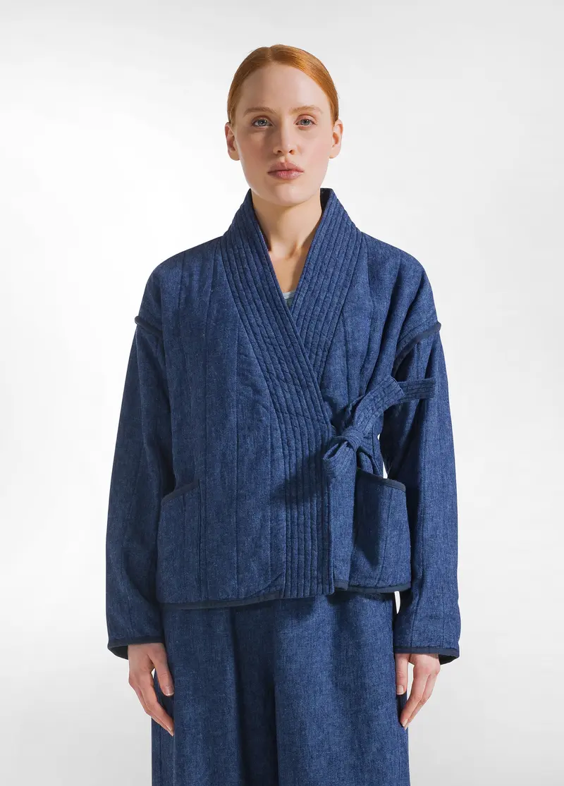 KIMONO IN DENIM CON LEGGERA IMBOTTITURA BLU