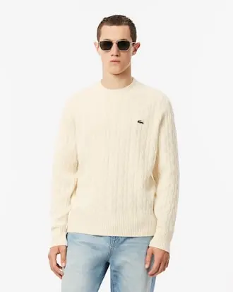LACOSTE MAGLIONE LACOSTE GIROCOLLO A TRECCE IN LANA CARDATA AH2924 XFJ