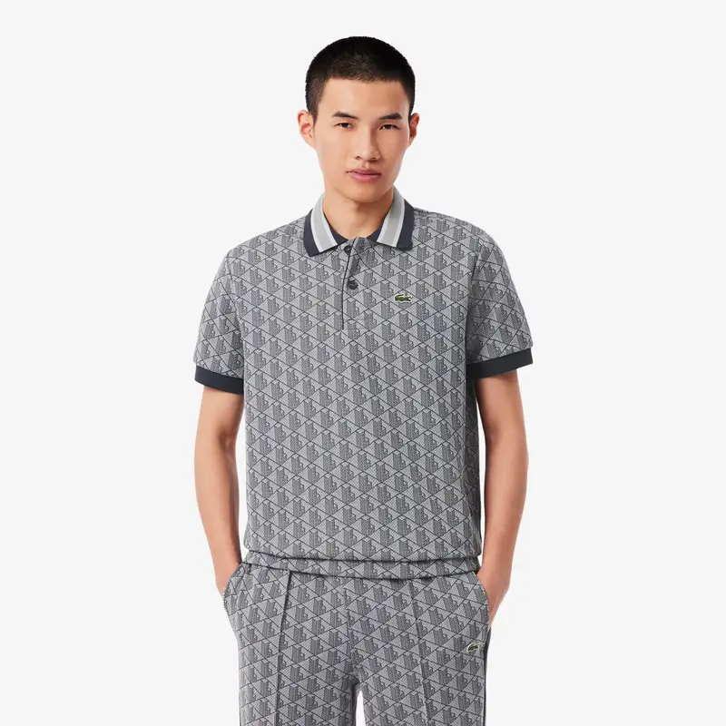 LACOSTE POLO DAL TAGLIO CLASSICO IN JACQUARD CON MONOGRAMMA UOMO DH1417 41I