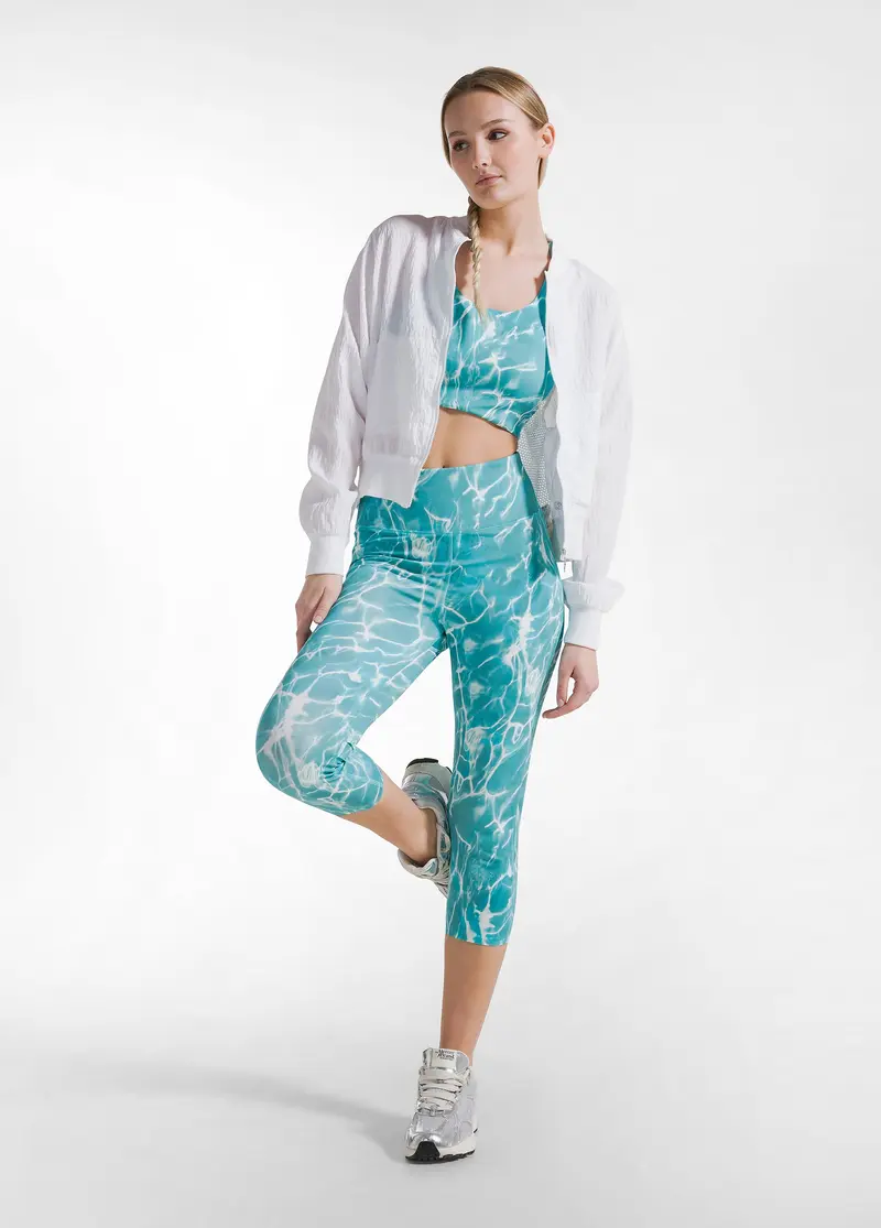 LEGGINGS 7/8 ALLOVER IN MICROFIBRA BLU