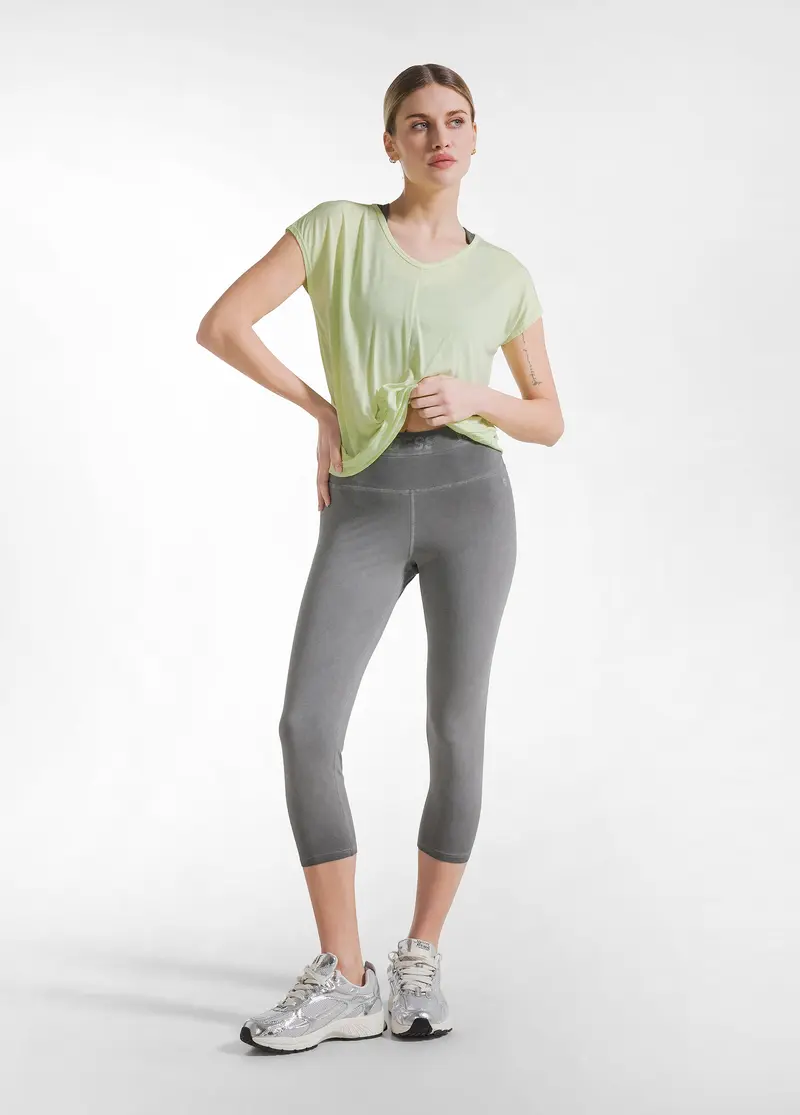 LEGGINGS 7/8 EFFETTO SFUMATO IN JERSEY STRETCH NERO