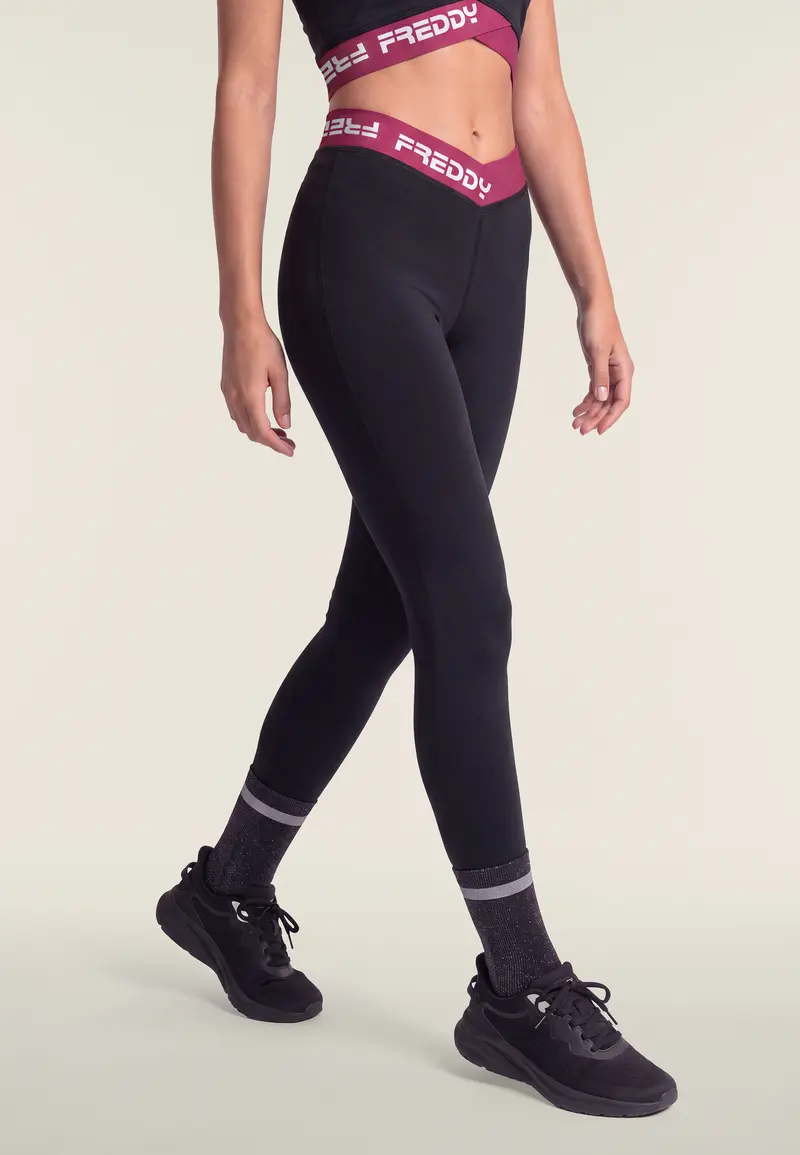 Leggings 7/8 Vita Alta con Elastico Jacquard a V