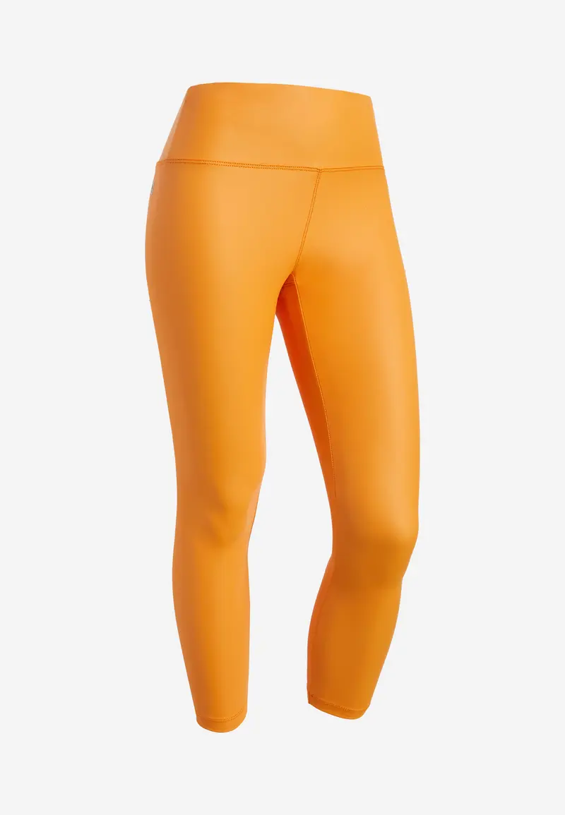 Leggings 7/8 vita alta in tessuto coated effetto pelle