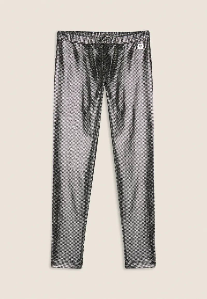 Leggings Bambina in jersey coated effetto argento