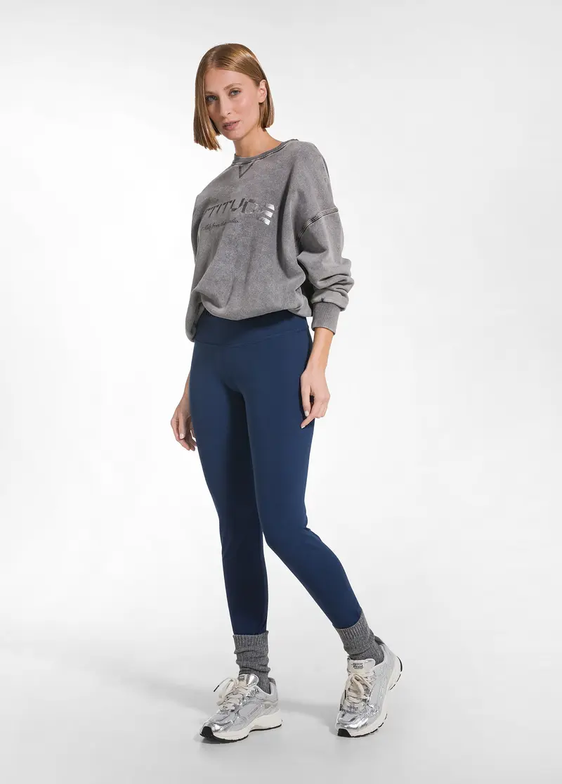 LEGGINGS IN JERSEY STRETCH CON LOGO BLU