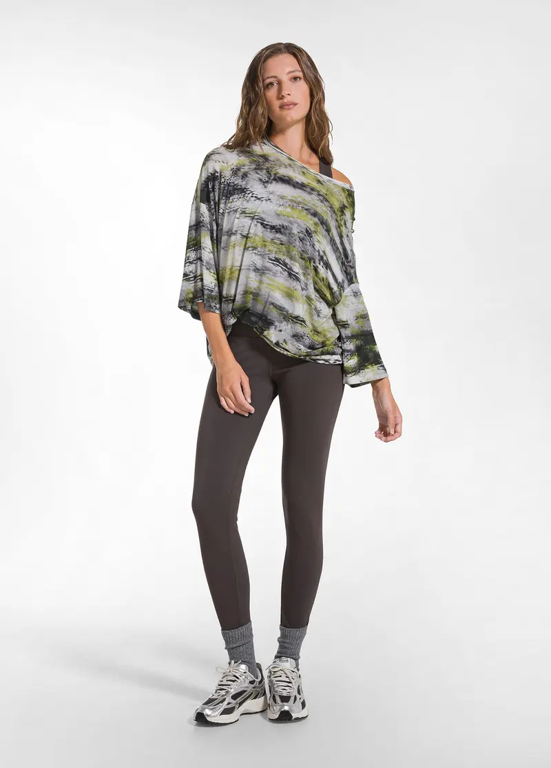 LEGGINGS IN JERSEY STRETCH CON LOGO MARRONE