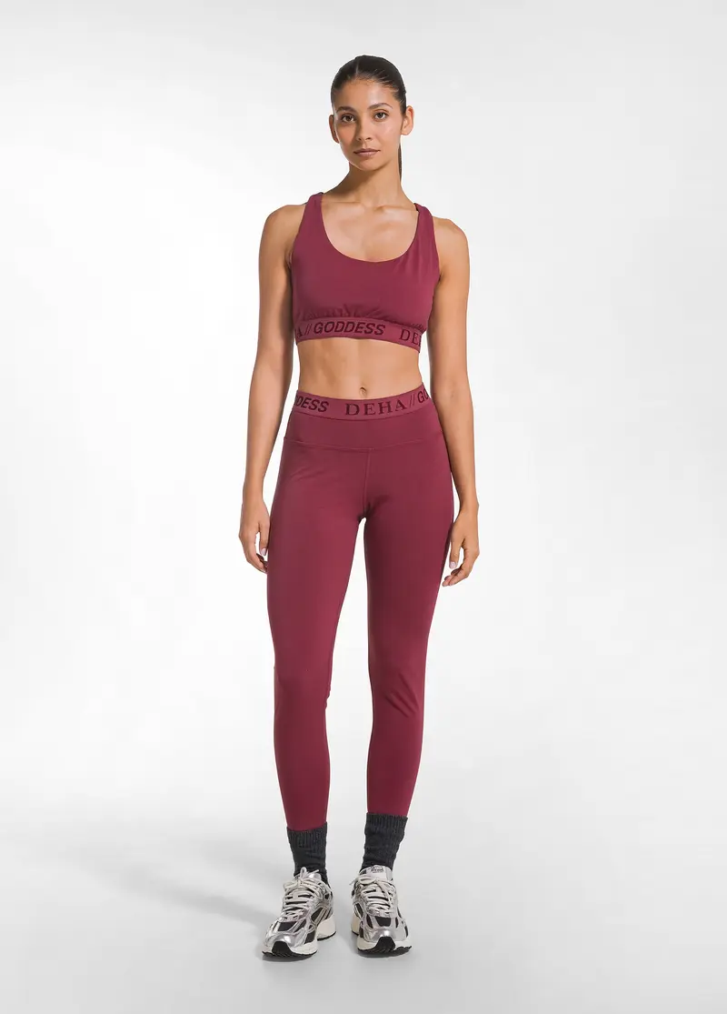 LEGGINGS IN JERSEY STRETCH CON LOGO ROSSO