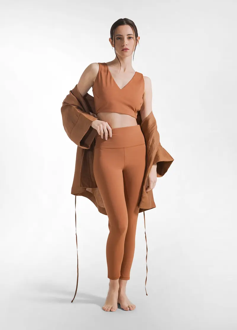 LEGGINGS IN MICROFIBRA RICICLATA MARRONE